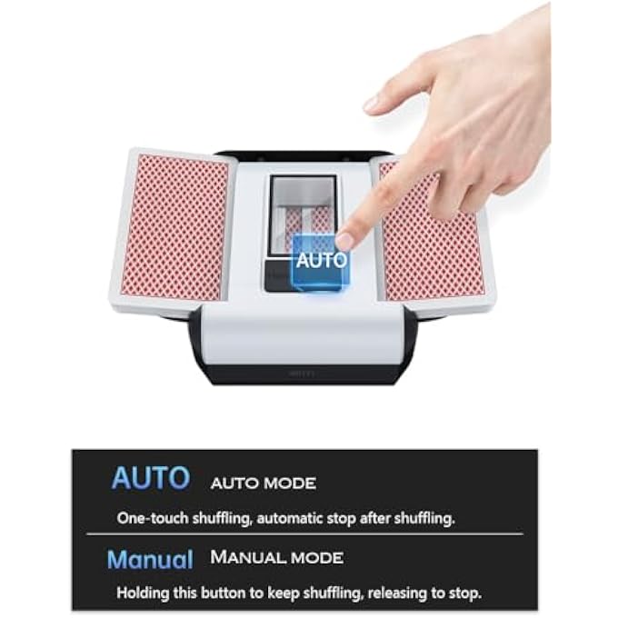 rayihni آلة خلط الورق، بطارية قابلة لإعادة الشحن مدمجة، خلط تلقائي بالكامل، تتوقف تلقائيًا عند الانتهاء، صغيرة ومحمولة، للبوكر، أونو ومعظم ألعاب الورق. - Image 4